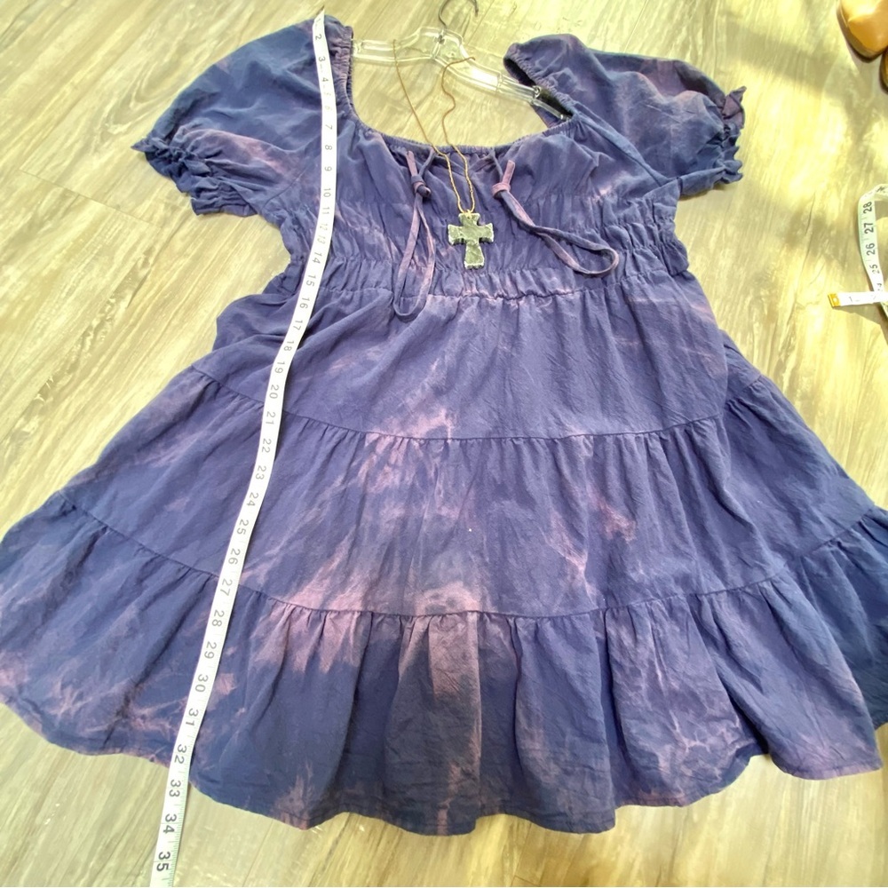Artisan Aurora Tie Dye Purple Babydoll Dress - Picture 15 of 15
